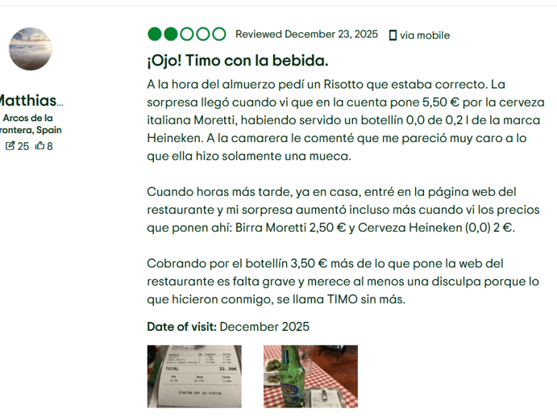 Arcos de la Frontera, Spain258 – Watch out! Scam with&nbsp;drinking